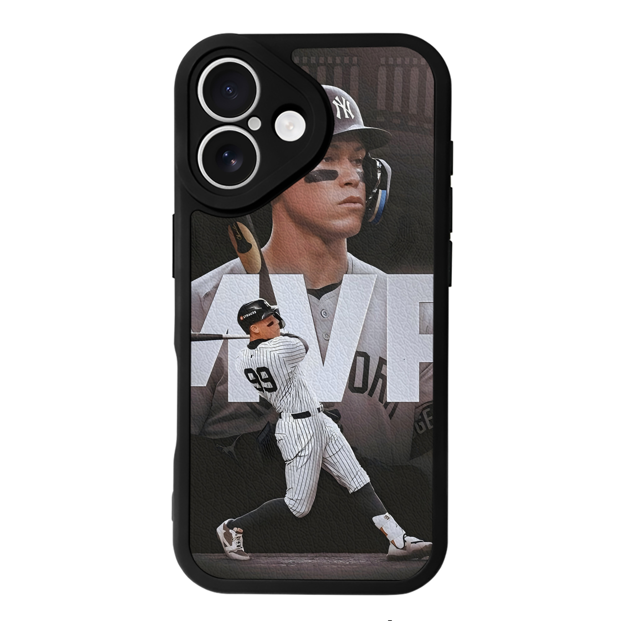 Aaron Judge MVP IPhone 16 Silicone Leather Case – UV Print, Lambskin Texture – Perfect Fit, Wireless Charging Compatible, Scratch Resistant, Precise Cutouts – Stylish Protection For IPhone 16